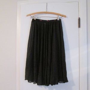 performa dancewear semi sheer Full long black dance skirt with floral trim sz PS